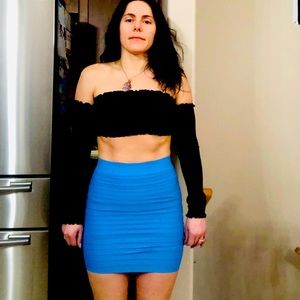 Blue body con mini skirt